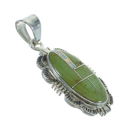 Turquoise And Opal Inlay Sterling Silver Pendant Jewelry VX65541